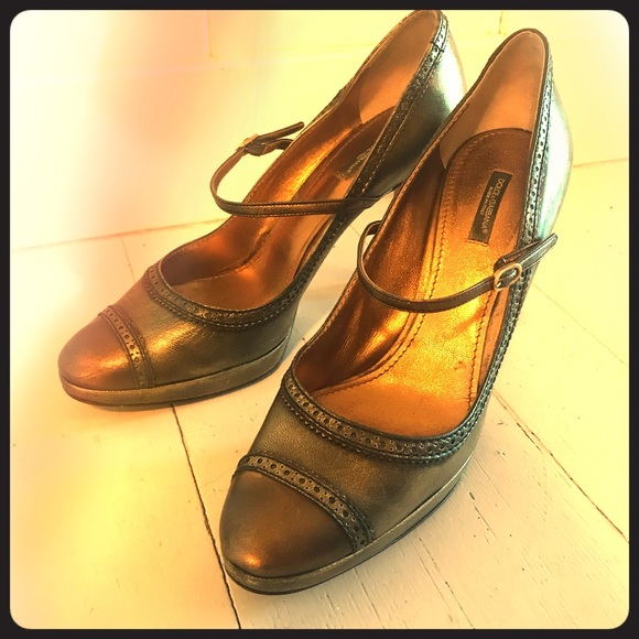 Dolce & Gabbana Shoes - Dolce & Gabbana bronze metallic leather heels